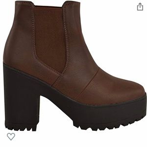 Fashion Thirsty Brown Chunky Ankle Boots Slip On